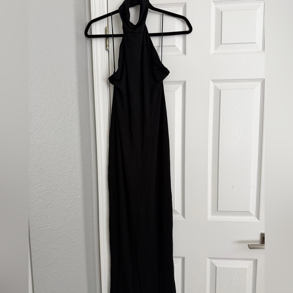 Elegant Black Halter Neck Dress Naked Wardrobe XL Backless
